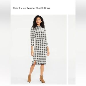 Ann Taylor Plaid Button Sweater Sheath Dress - worn‎ about 2x. 149 retail.